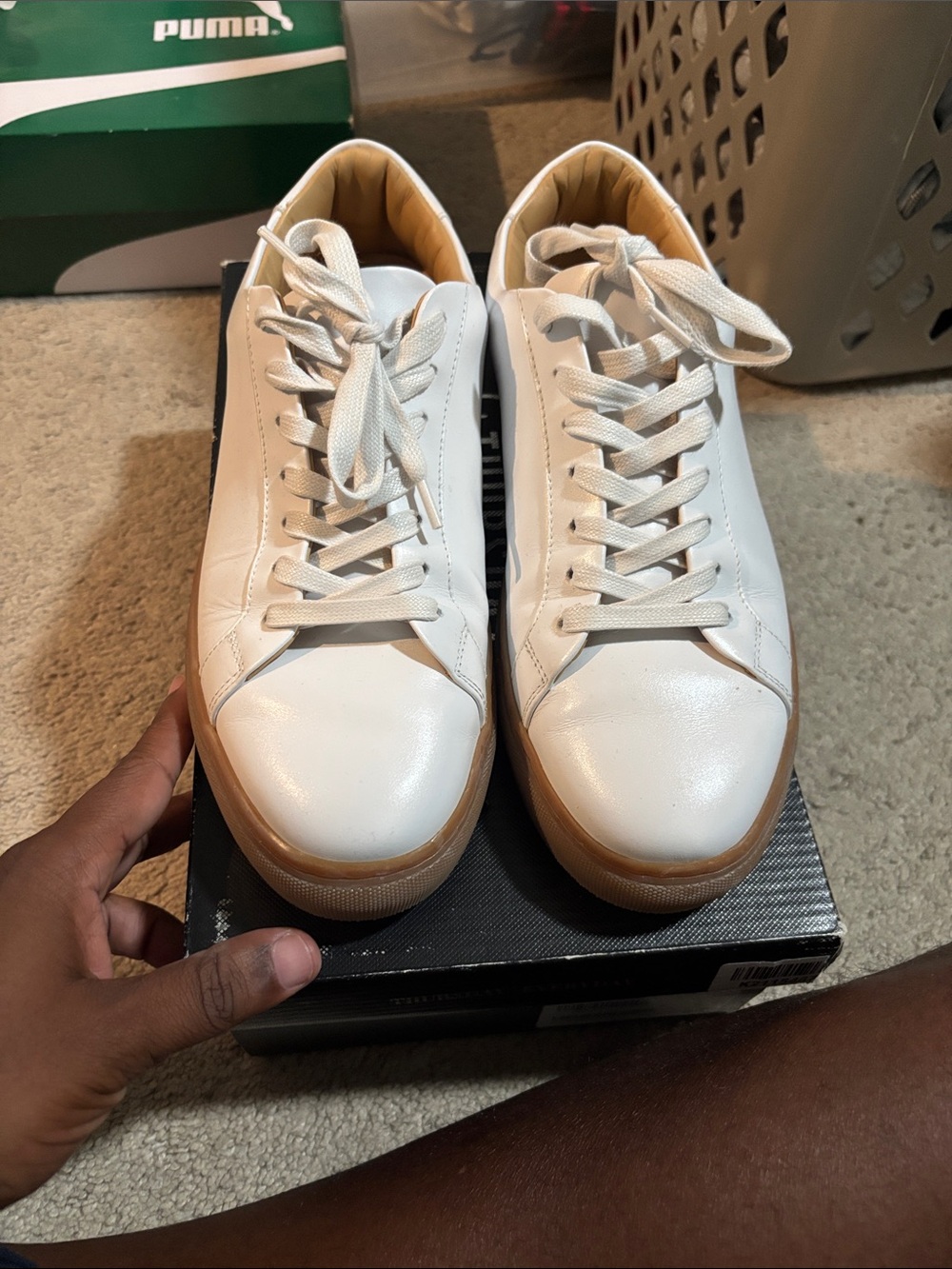 Thursday Boot Company White Leather Sneakers with Gum Sole